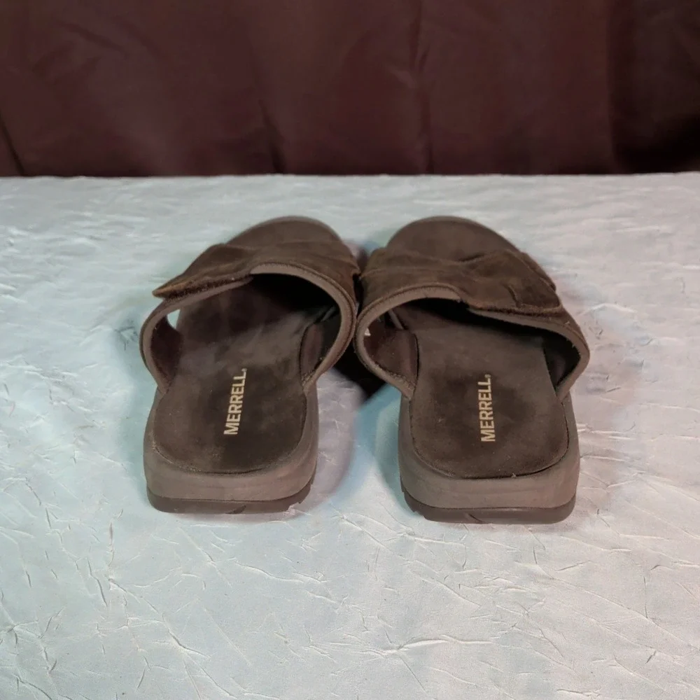 Merrell Sandspur 2 Slide Sandals Mens Size 8 Brown Leather Slip On Gorpcore
